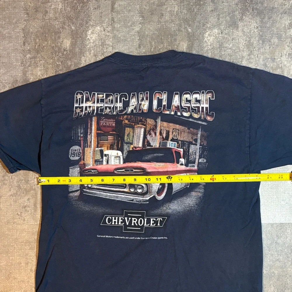 Sun Faded American Classic Chevrolet Navy Graphic Tee - Men Large - Picture 6 of 6